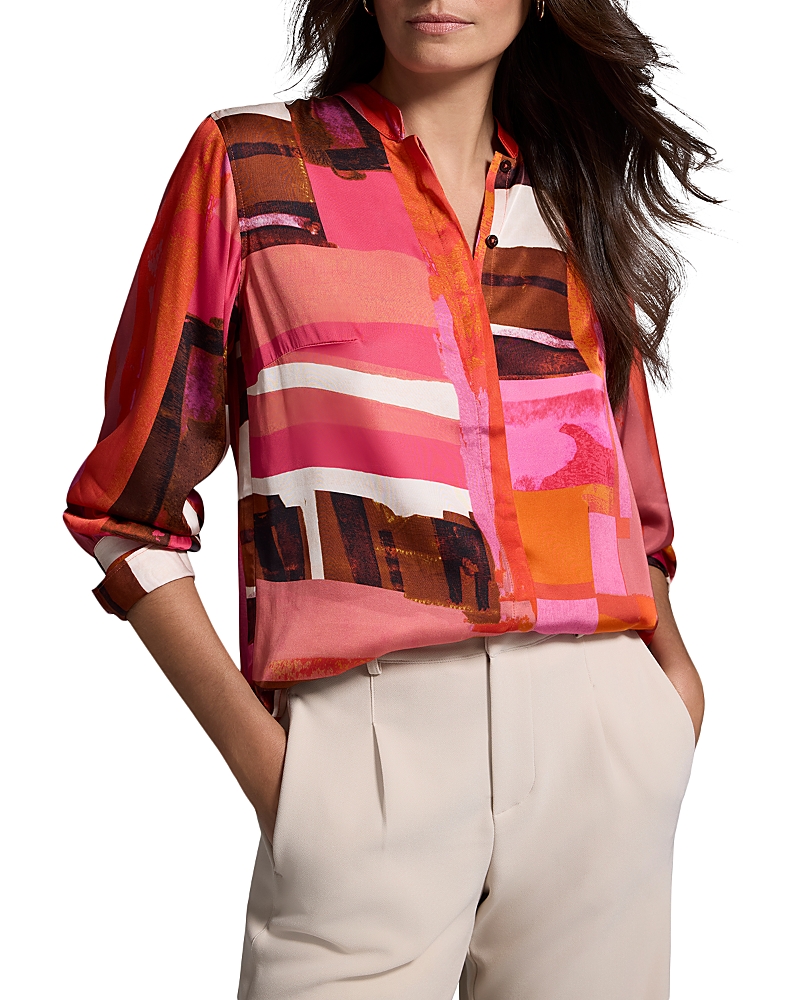 NIC + ZOE NIC+ZOE ARTFUL BLOCKS GLOSSY BLOUSE