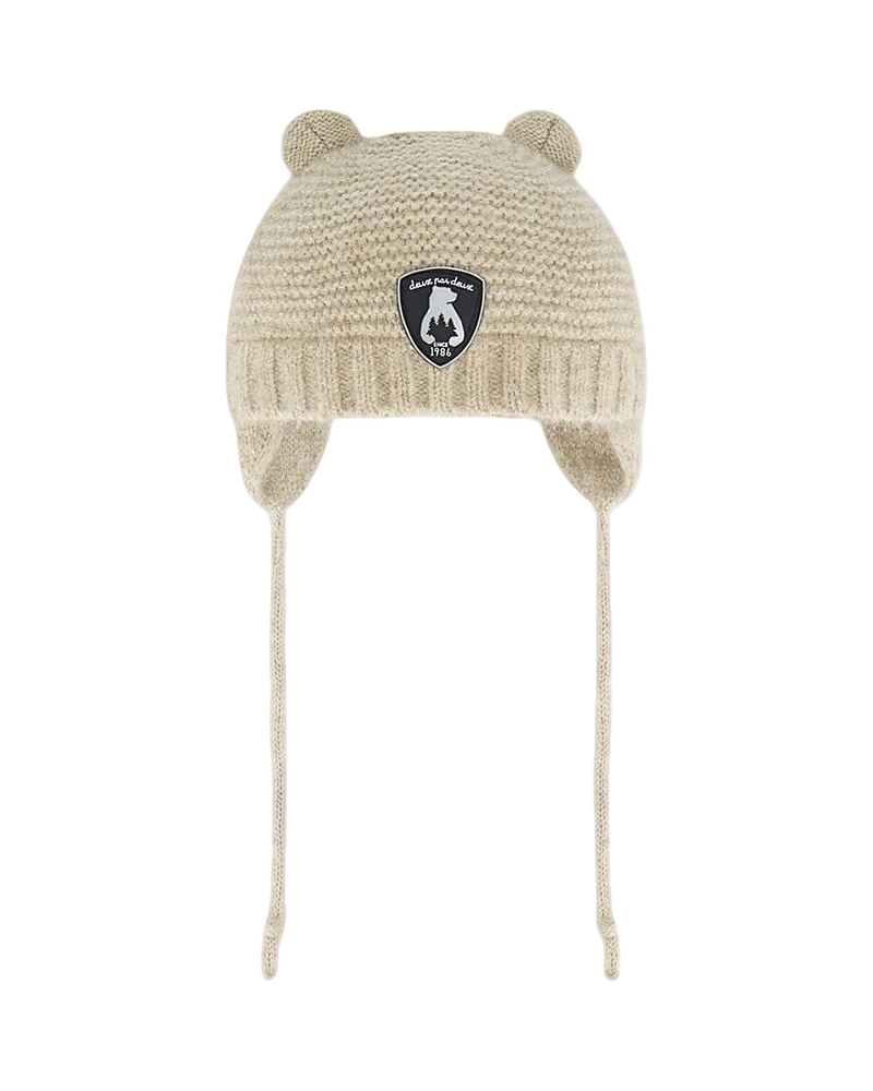 Deux Par Deux Unisex Knit Hat With Ears - Baby In Pine Bark