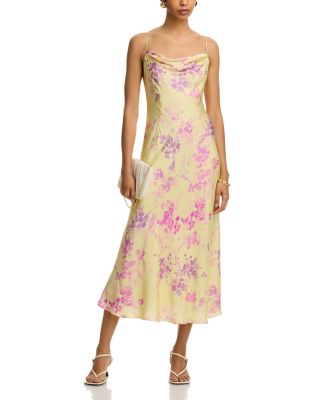 Elyria Oona Yellow Satin Maxi Dress