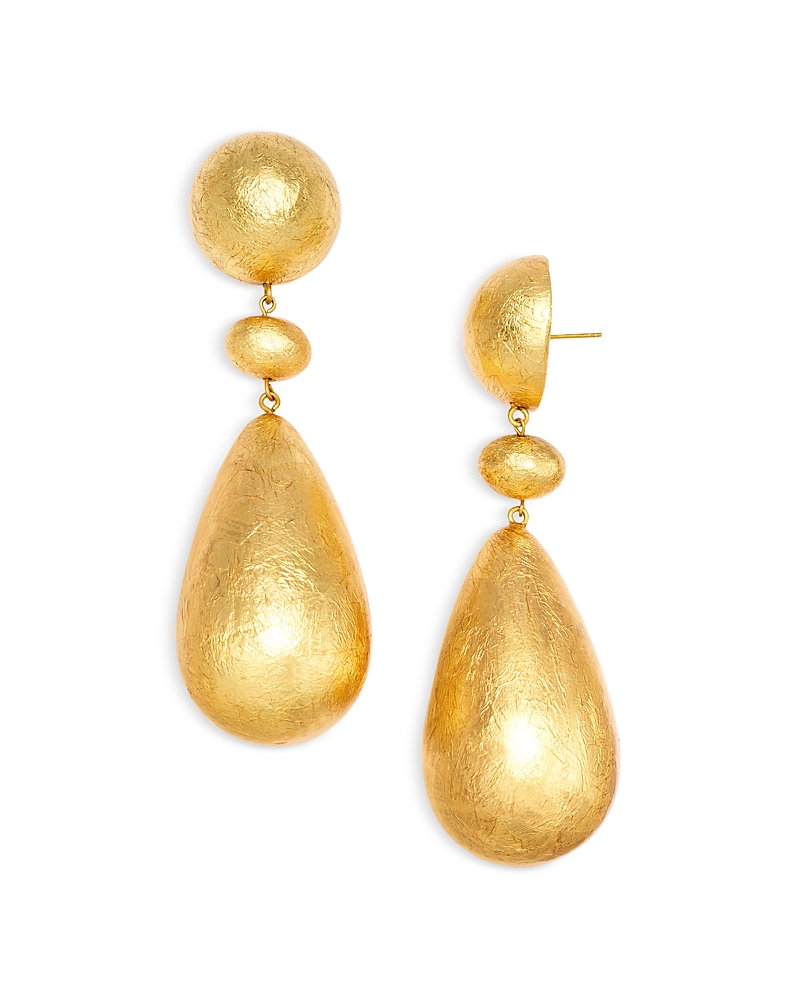 Cult Gaia Eviana Foiled Wood Bead Statement Earrings in Gold Tone