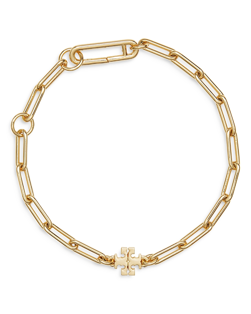 Tory Burch 18k Gold Plated Good Luck Chain Pave Bracelet In Gold