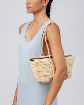 Leather Framed Raffia Shoulder Bag