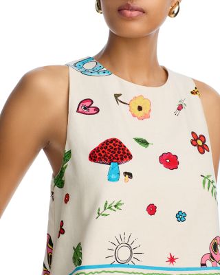 Border Print Mixed Print Sleeveless Tank Top & Wide Leg Pants - Exclusive 