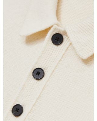 Jacob Relaxed Fit Quarter Button Long Sleeve Wool Knit Polo