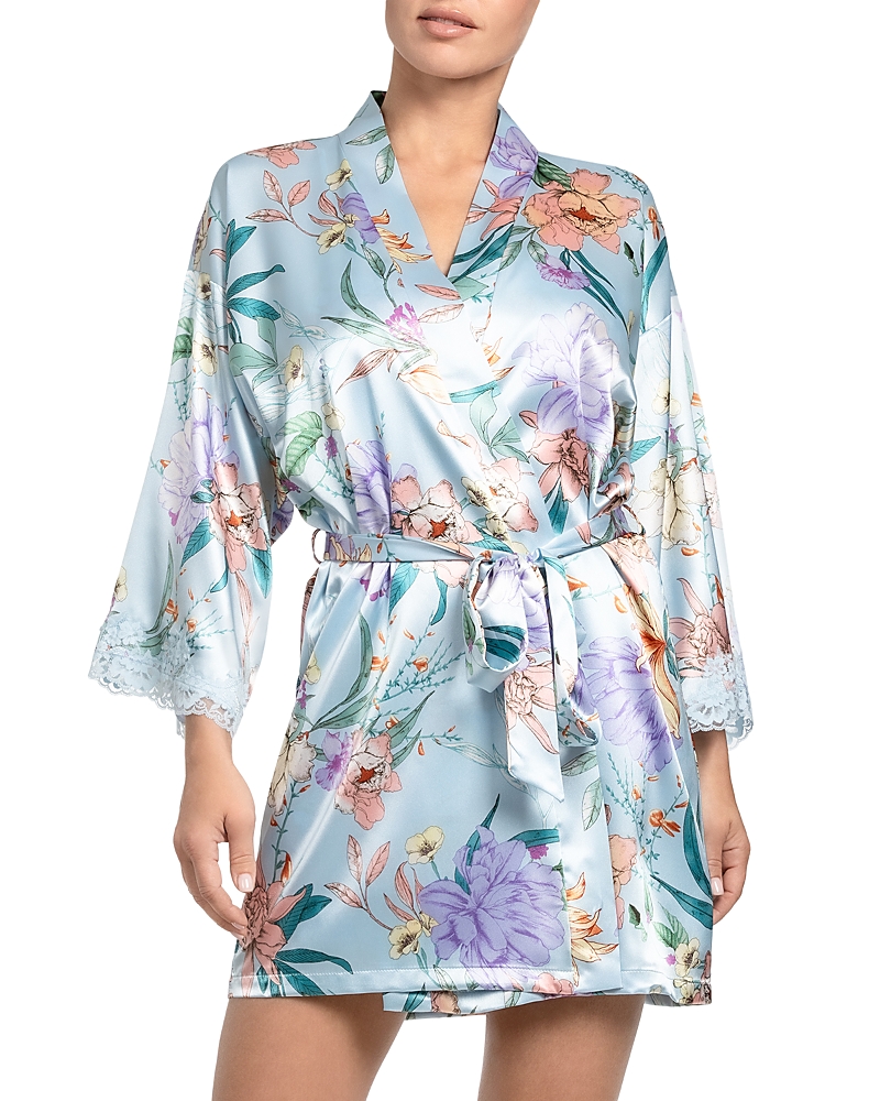 In Bloom By Jonquil Josie Lace Trim Stretch Satin Robe
