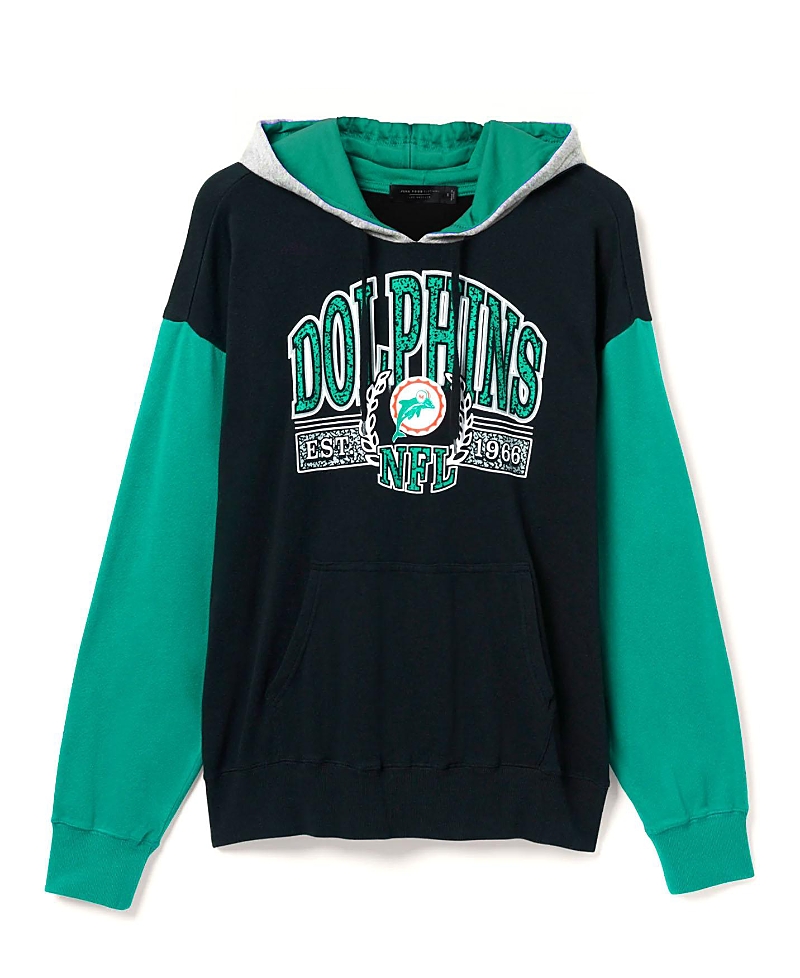 Junk Food Clothing Unisex Nfl Miami Dolphins Tri Color Block Hoodie In Midnight/teal/heather Grey