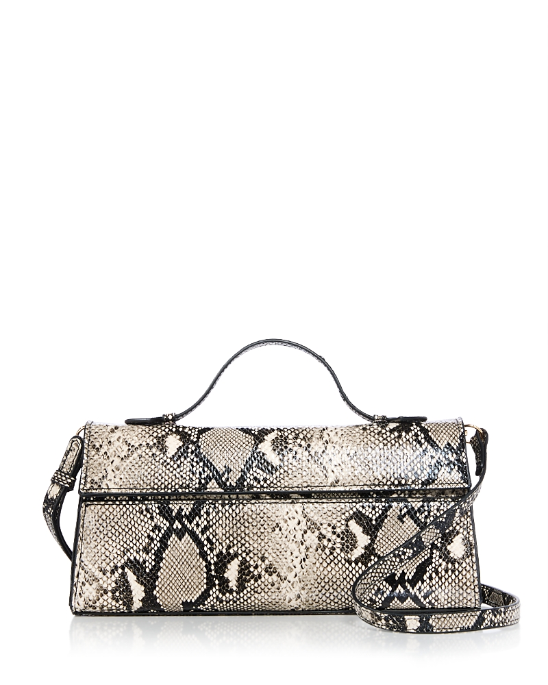 AQUA EAST WEST MEDIUM SNAKE EMBOSSED FAUX LEATHER CROSSBODY BAG - EXCLUSIVE