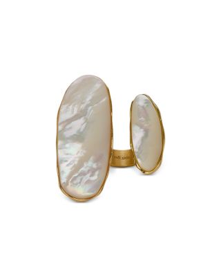 Ami Mother Of Pearl Inlay Ring in Gold Tone