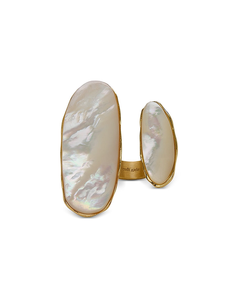 Cult Gaia Ami Mother Of Pearl Inlay Ring in Gold Tone