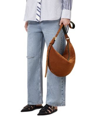 Halfmoon Suede Shoulder Bag