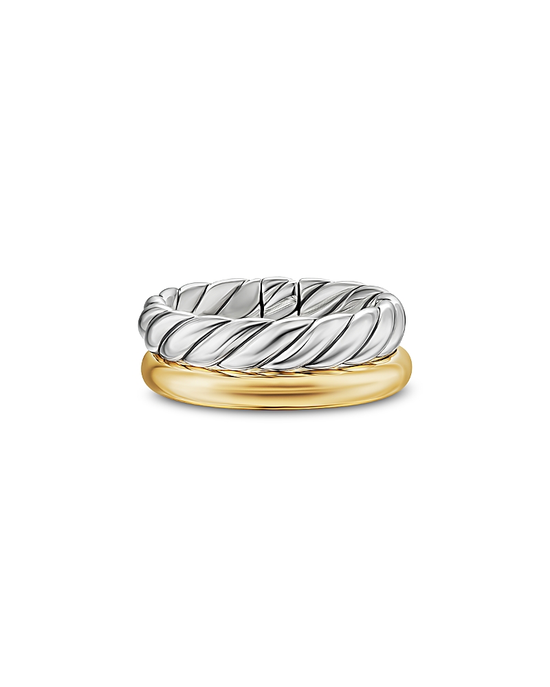 Dy Mercer Two Row Ring in Sterling Silver with 18K Yellow Gold, 8mm
