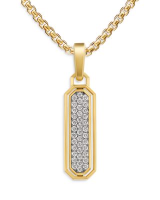 Men's Streamline Inlay Amulet in 18K Yellow Gold with Black Onyx and Diamonds, 30.7mm