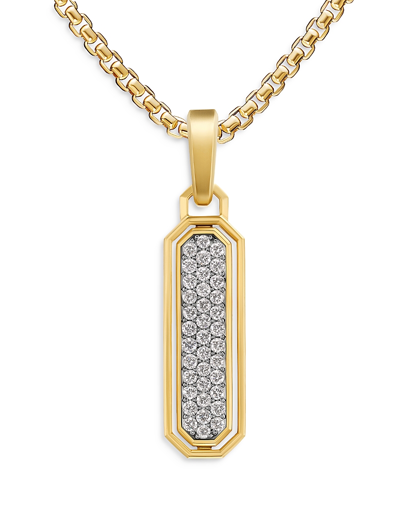 David Yurman Men's Streamline Inlay Amulet in 18K Yellow Gold with Black Onyx and Diamonds, 30.7mm · OS