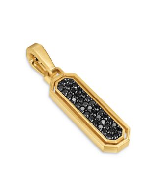 Men's Streamline Inlay Amulet in 18K Yellow Gold with Black Onyx and Black Diamonds, 30.7mm