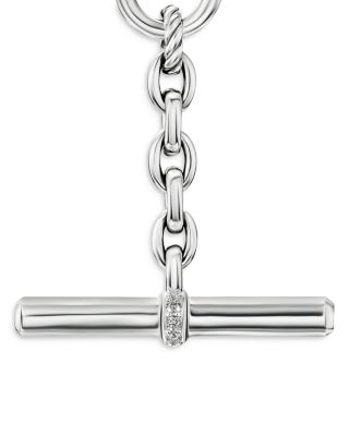Mercer Petite Toggle Chain Necklace in Sterling Silver with Diamonds, 4.5mm