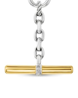 Mercer Petite Toggle Chain Necklace in Sterling Silver and 18K Yellow Gold with Diamonds, 4.5mm