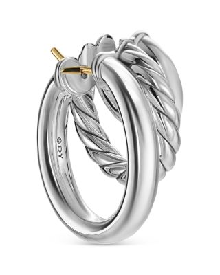 DY Mercer Three Row Hoop Earrings in Sterling Silver, 21mm