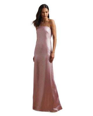 Foiled Charmeuse Strapless Gown