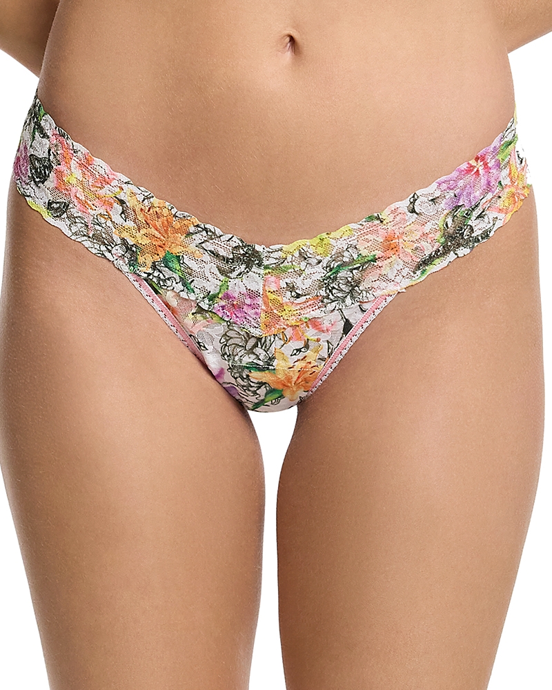 Shop Hanky Panky Printed Signature Lace Low Rise Thong In Botany