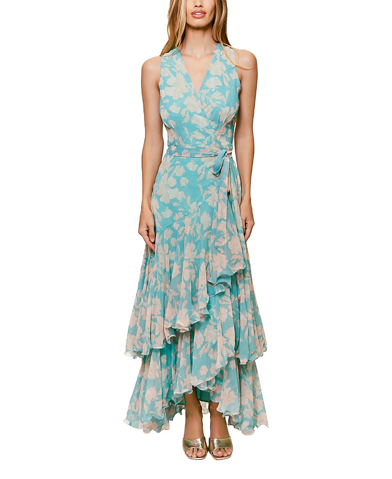 HUTCH TRINITY LONG FLORAL WRAP DRESS