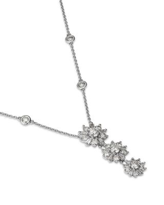 Diamond Trio Flower Pendant Necklace in 14K White Gold, 1.0 tcw