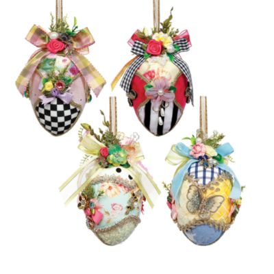 Fabric Jeweled Easter Eggs 6&amp;quot;, Set of 4
