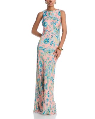 Hemant and Nandita - Printed High Neck Maxi Gown