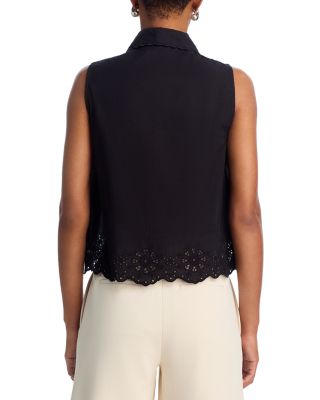 Eyelet Trim Sleeveless Shirt - Exclusive