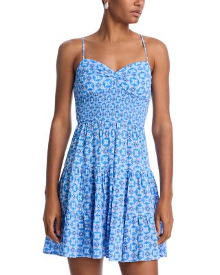 AQUA - Printed Tiered Sleeveless Mini Dress- Exclusive