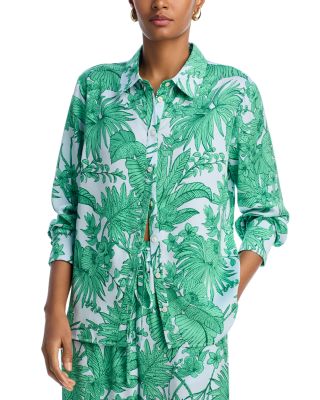 AQUA - Palm Satin Shirt - Exclusive