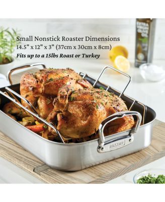 Provisions 14.5-Inch Clad Stainless Steel Nonstick Roaster with Rack, Small