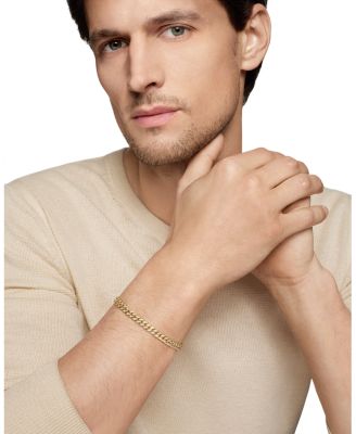 Men's Curb Chain Bracelet in 18K Yellow Gold with Diamonds, 6mm