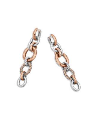 18K Rose Gold & Sterling Silver DY Mercer Cognac & White Diamond Pav&eacute; Circle Convertible Drop Earrings
