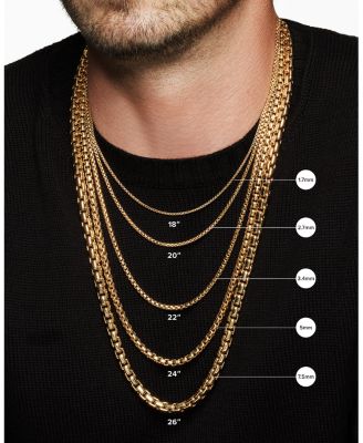 Men's Box Chain Necklace in 18K Yellow Gold 22", 5mm