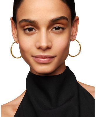 18K Yellow Gold Diamond Crossover Hoop Earrings