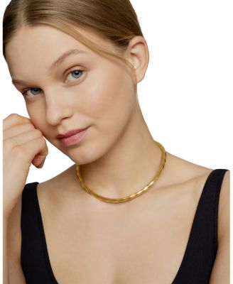 Cable Edge Collar Necklace in Recycled 18K Yellow Gold, 14"
