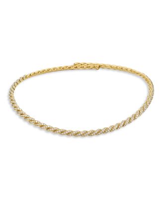 Sculpted Cable Flex Necklace in 18K Yellow Gold with Diamonds, 5mm