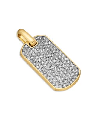 Men's Rhodium-Plated & 18K Yellow Gold Chevron Diamond Tag Pendant 