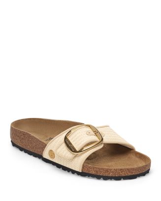 サンダル・ミュール Birkenstock Madrid Big Buckle Raffia Slipper Birkenstock Women's Madrid Big Buckle Raffia Sandals