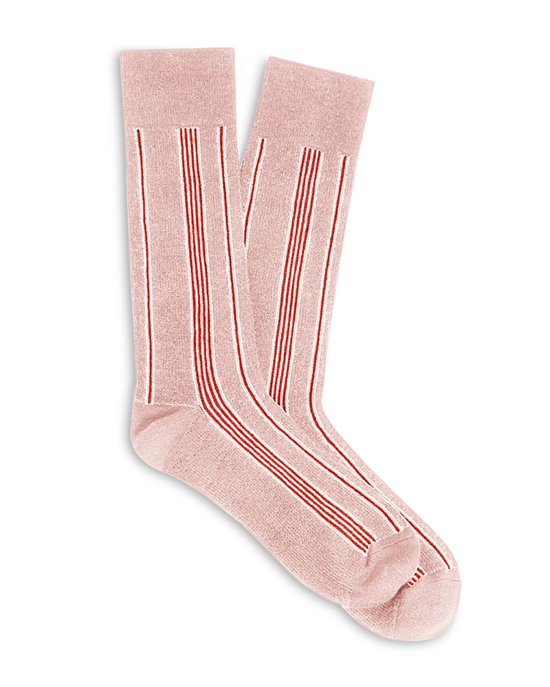 Guest In Residence Striped Crew Socks In Powder Pink Cream Cherry