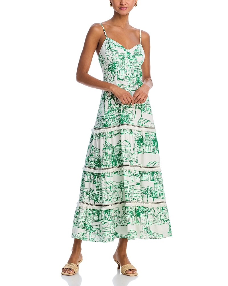 AQUA CITY PALM SCENIC PRINT DRESS - EXCLUSIVE