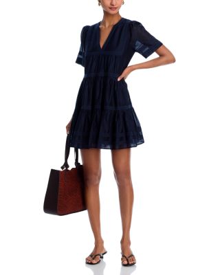 AQUA - Lace Voile Short Sleeve Dress - Exclusive