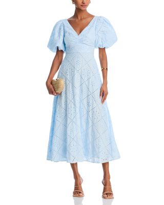 AQUA - Puff Sleeve Eyelet Dress - Exclusive