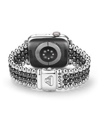 Stainless Steel & Black Ceramic Smart Caviar Watch Band for Apple Watch&reg;