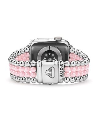 Stainless Steel & Pink Ceramic Smart Caviar Watch Band for Apple Watch&reg;