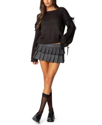 Amelia Lace Up Sleeve Sweater