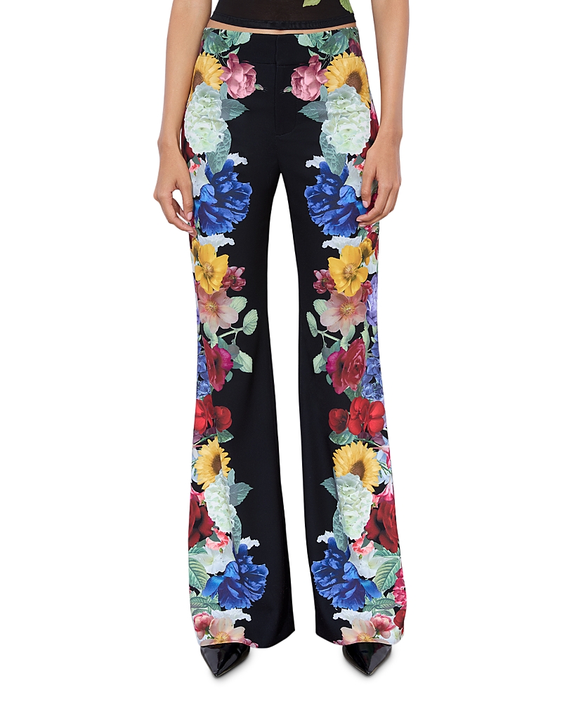 Alice And Olivia Andrew Floral Pants In Black Floral