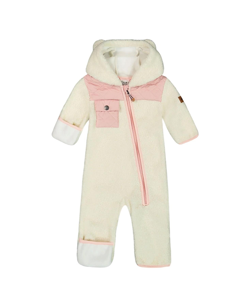Deux Par Deux Baby Girl's Baby One-piece Mid-season Outerwear Off-white And Pale Pink In Off-white And Pale Pink