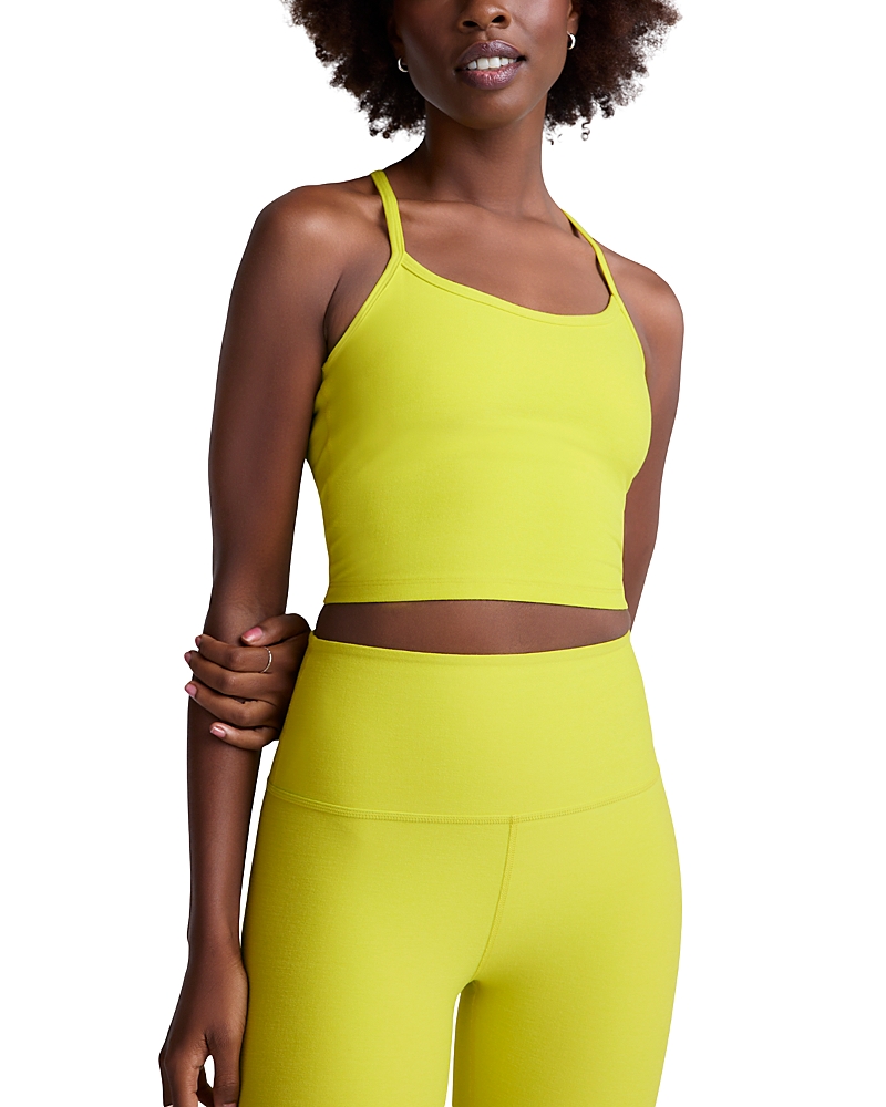 Beyond Yoga Spacedye Slim Racerback Cropped Tank In Citrus Pop Heather In Citrus Pop Heather