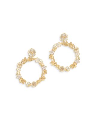 Anabel Aram - Bloom Gathered Drop Hoop Earrings in 18K Gold Plated - Exclusive
